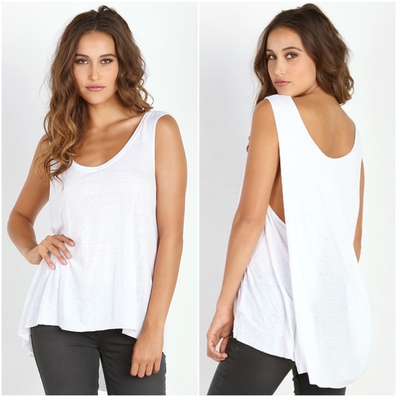 NWT NEW Free People Size Small We The Free Solid Cruz Cape Tank Top Tee White - Picture 1 of 7